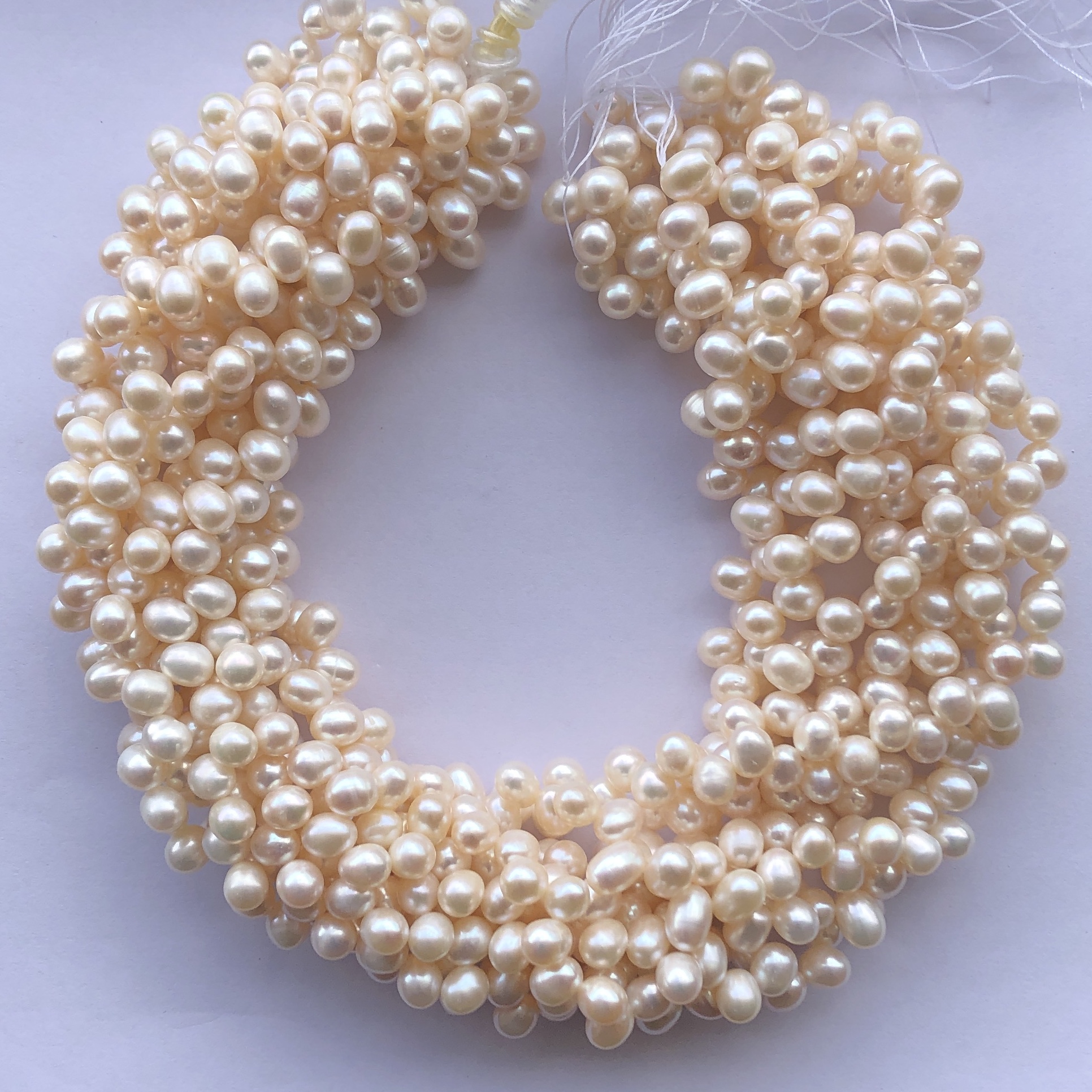 8mm Natural Yellow White Color Freshwater Pearl Stone Potato Side Drilled Beads