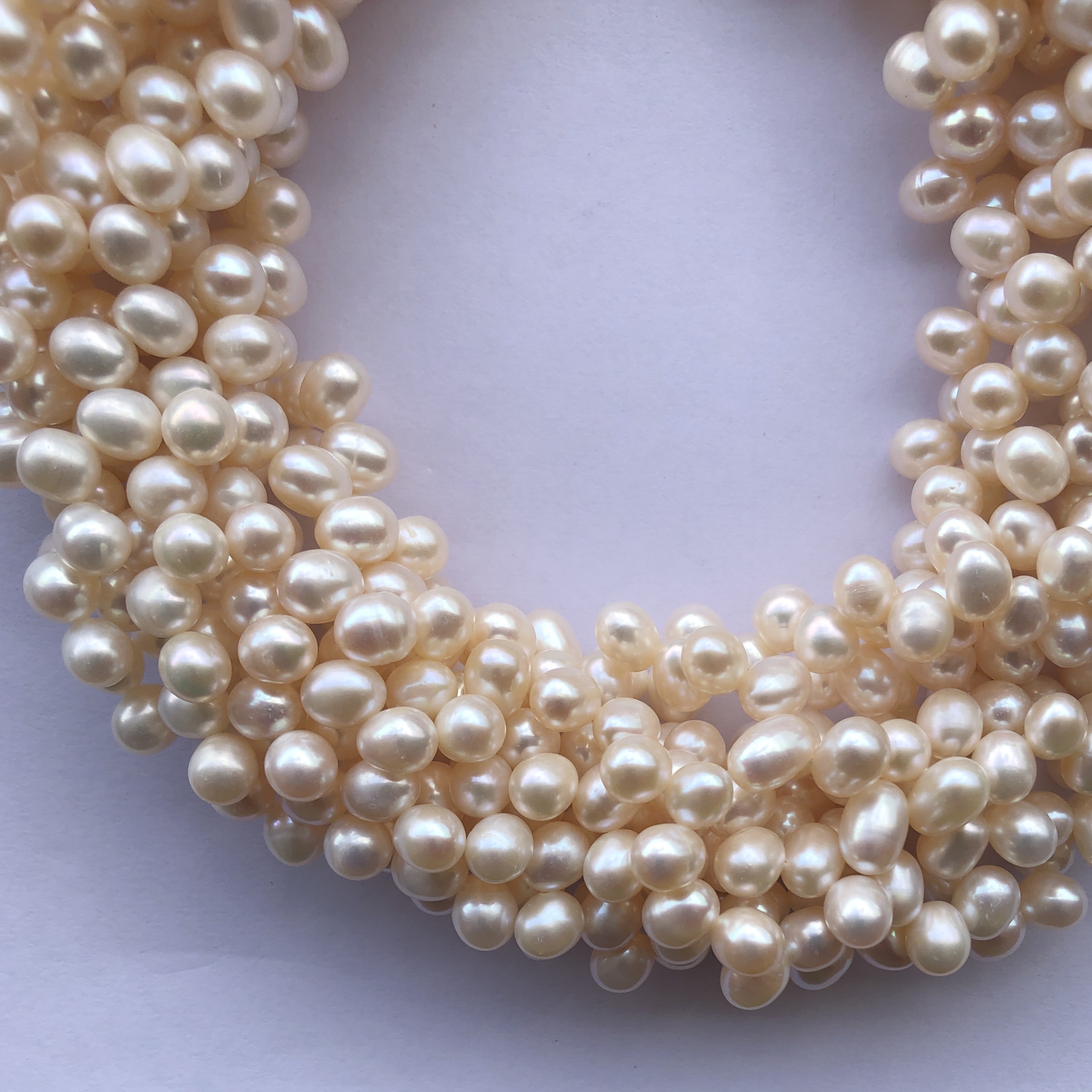 8mm Natural Yellow White Color Freshwater Pearl Stone Potato Side Drilled Beads