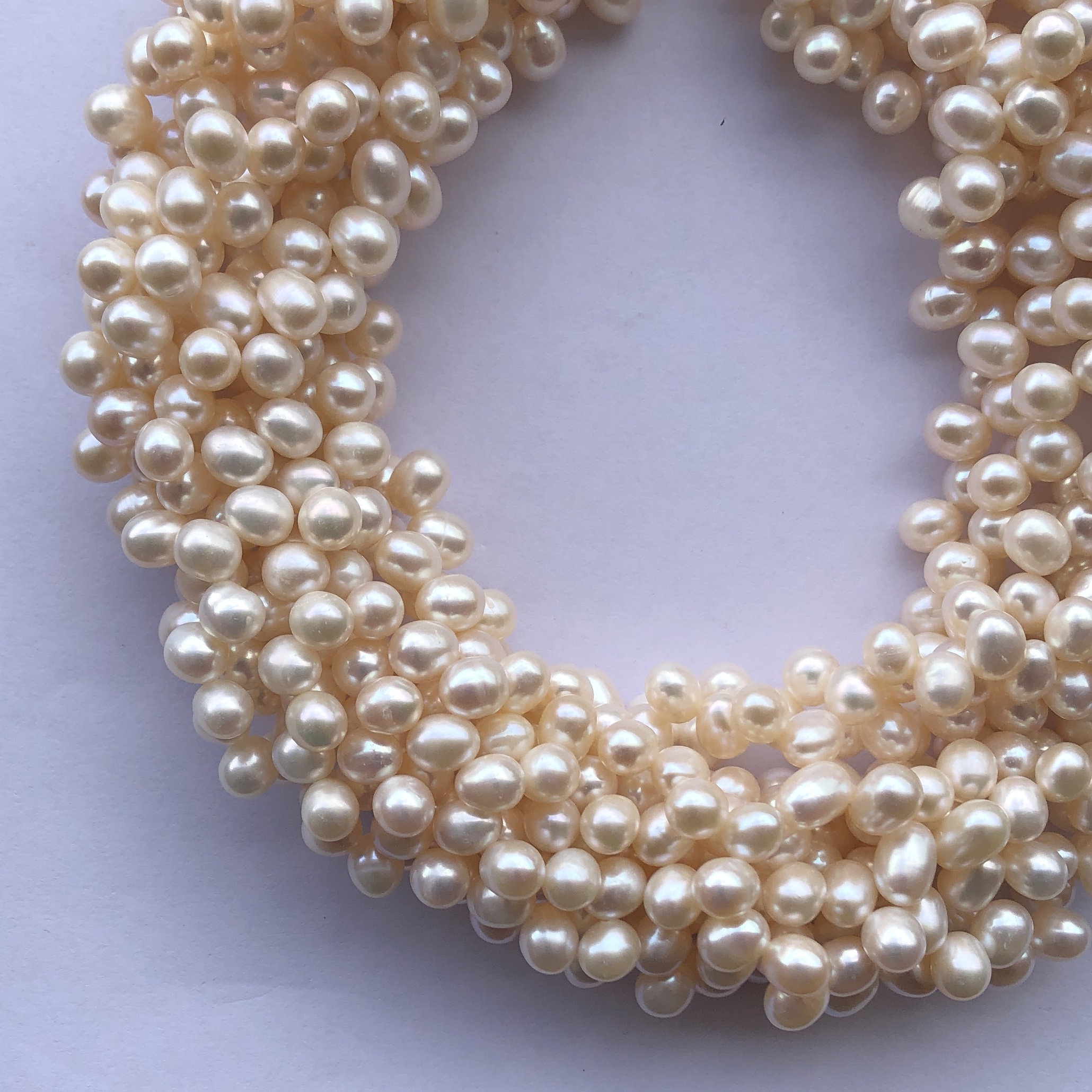 8mm Natural Yellow White Color Freshwater Pearl Stone Potato Side Drilled Beads