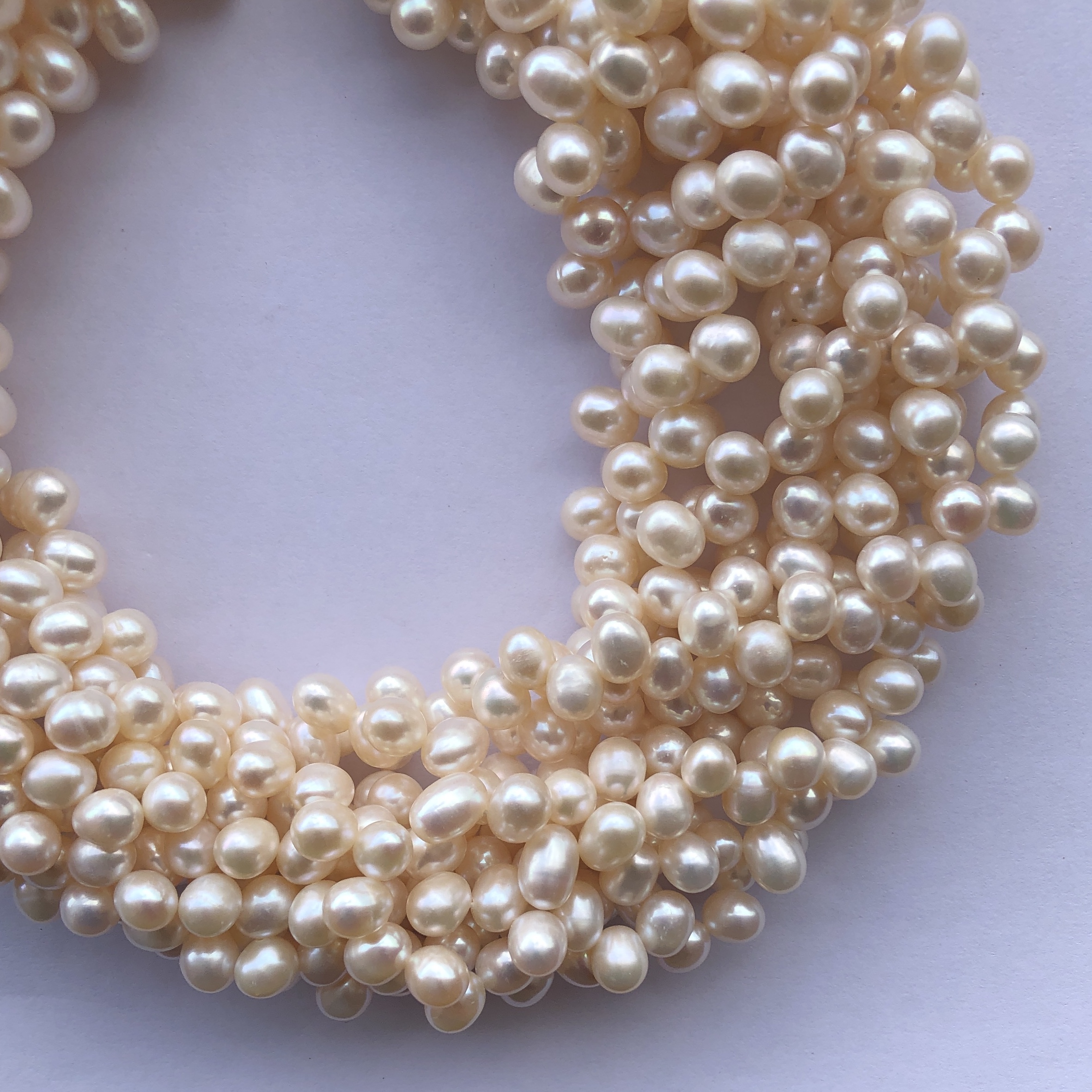 8mm Natural Yellow White Color Freshwater Pearl Stone Potato Side Drilled Beads