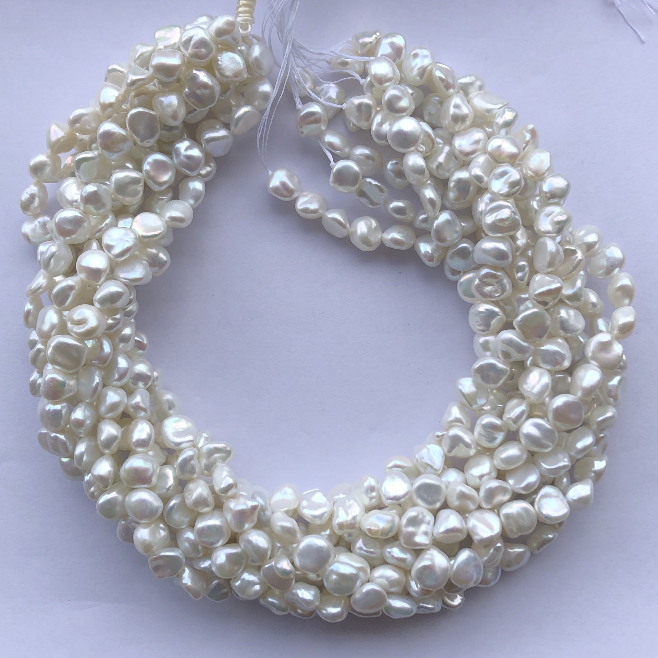 10mm Natural Pure Brilliant White Color Freshwater Pearl Stone Baroque Tumble Beads