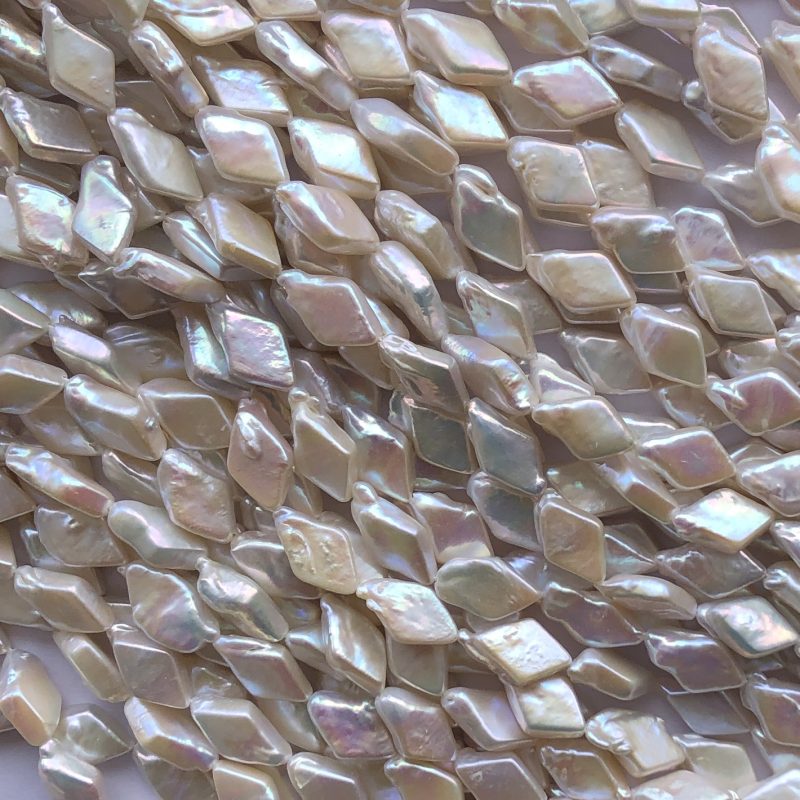 12mm Natural Yellow White Color Freshwater Pearl Stone Uneven Kite Beads
