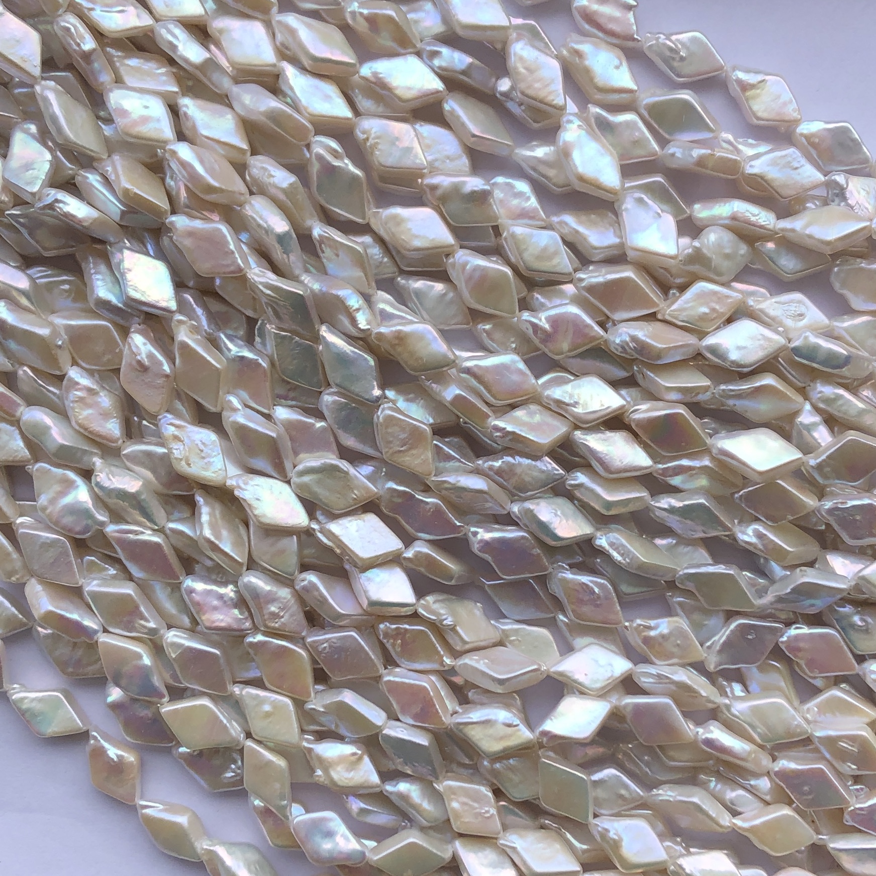 12mm Natural Yellow White Color Freshwater Pearl Stone Uneven Kite Beads