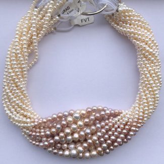 6mm Natural White Yellow Pink Freshwater Pearl Smooth Round Potato Shape Beads