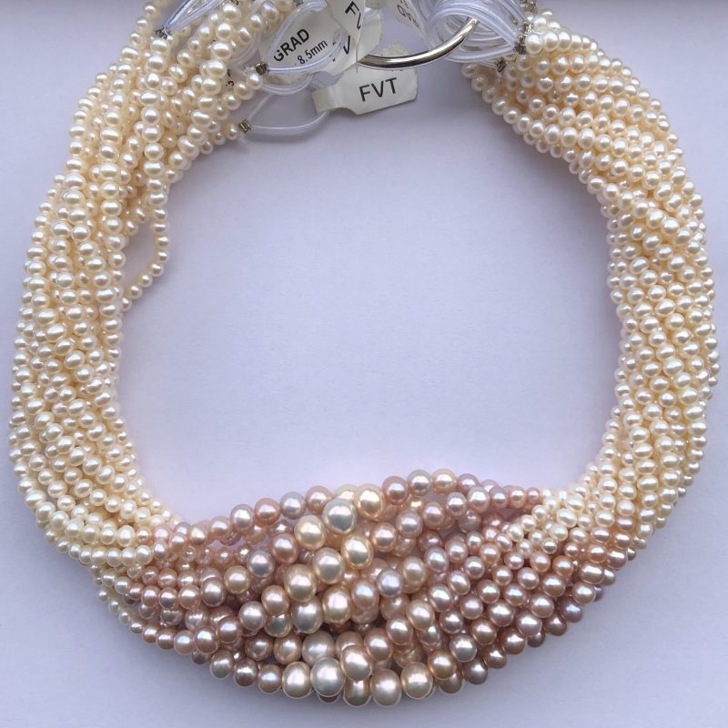 6mm Natural White Yellow Pink Freshwater Pearl Smooth Round Potato Shape Beads