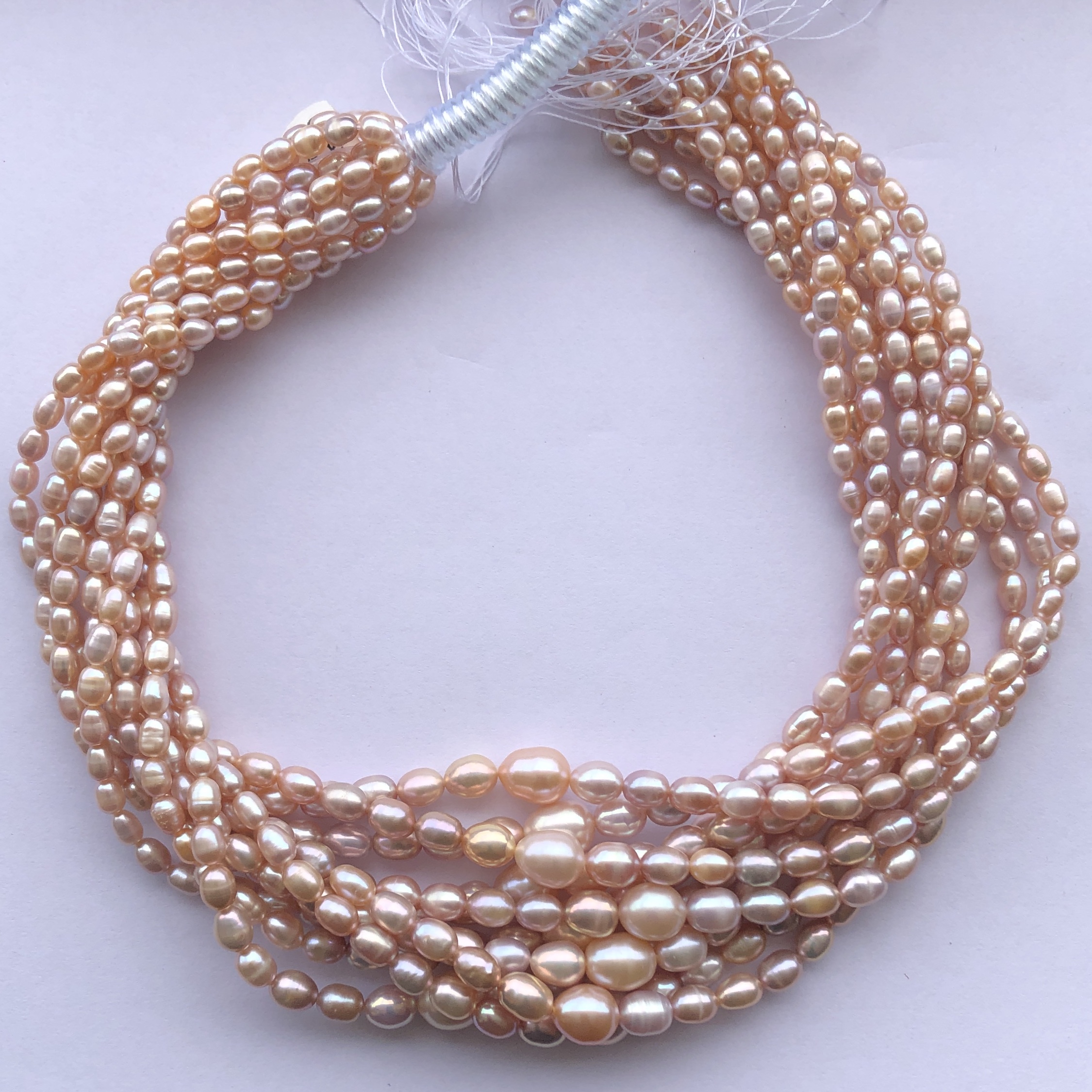 8mm Natural Rose Pink Freshwater Pearl Stone Rice Shape Beads