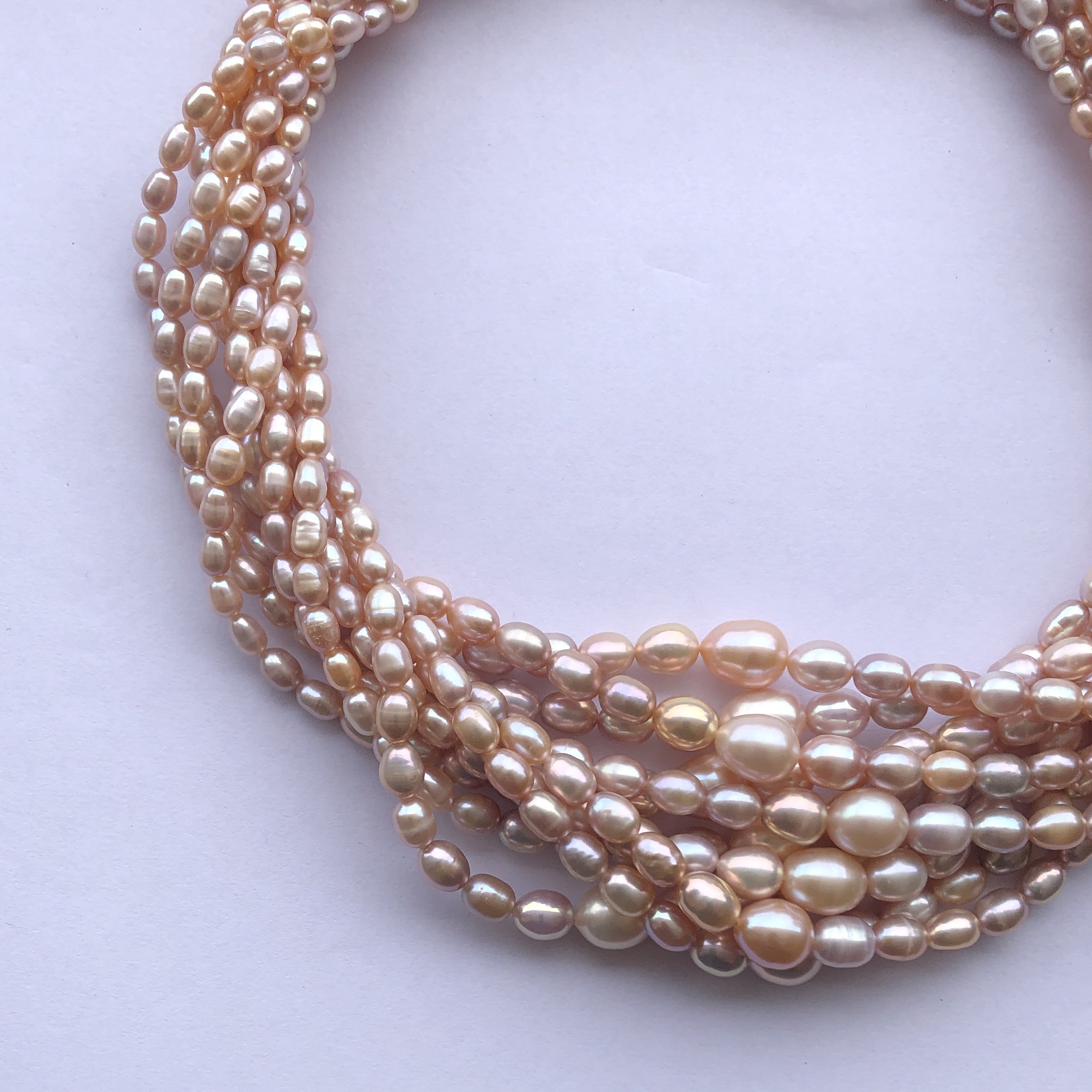 8mm Natural Rose Pink Freshwater Pearl Stone Rice Shape Beads