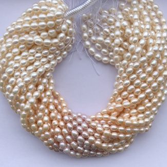 8mm Natural White Yellow Pink Freshwater Pearl Stone Rice Shape Beads