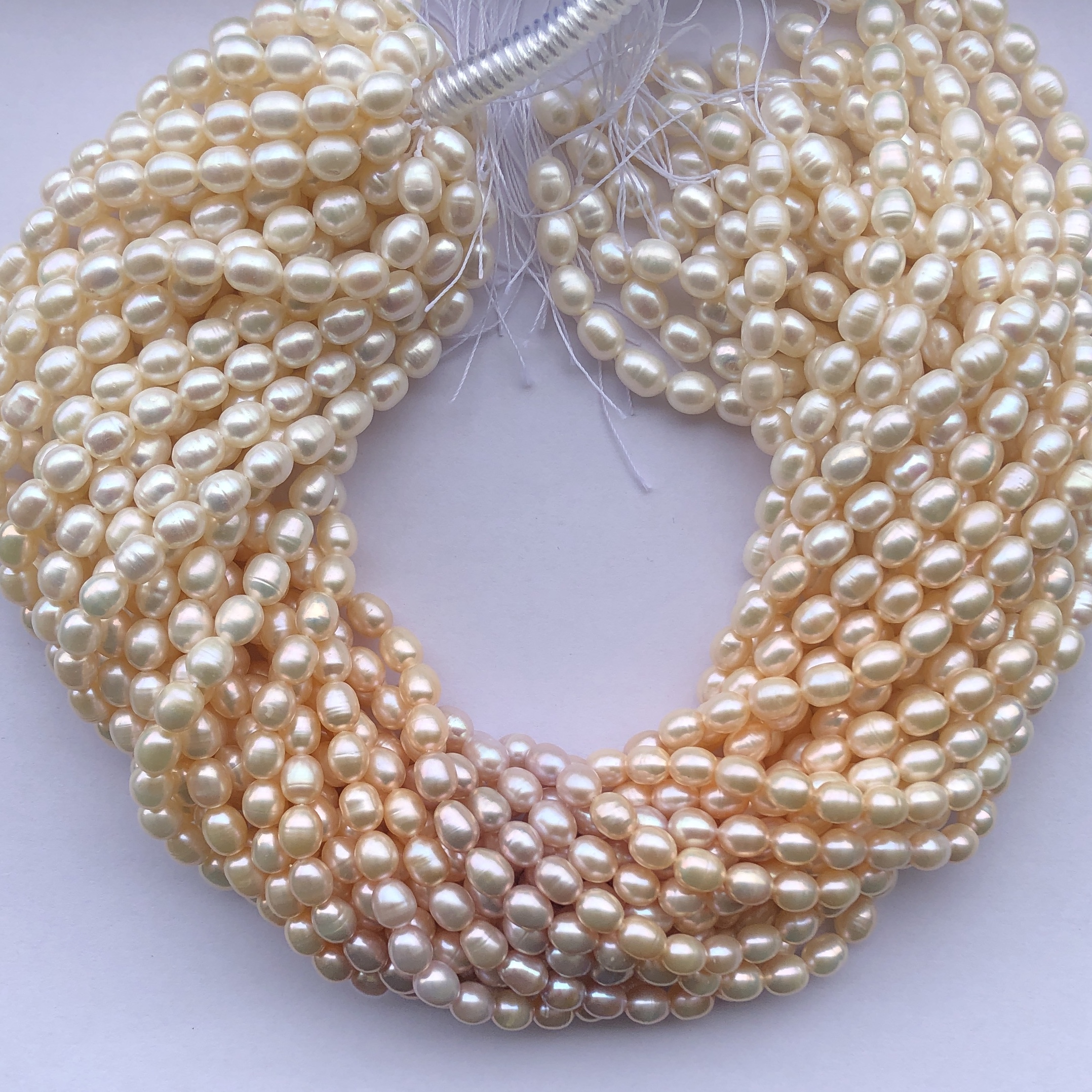 8mm Natural White Yellow Pink Freshwater Pearl Stone Rice Shape Beads