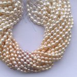 8mm Natural White Yellow Pink Freshwater Pearl Stone Rice Shape Beads