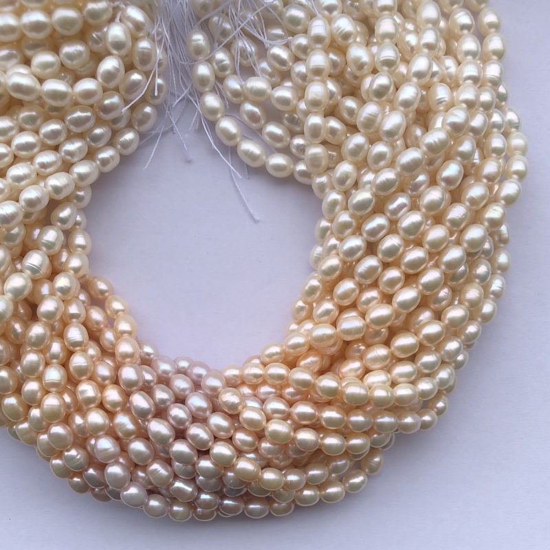 8mm Natural White Yellow Pink Freshwater Pearl Stone Rice Shape Beads