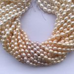 8mm Natural White Yellow Pink Freshwater Pearl Stone Rice Shape Beads