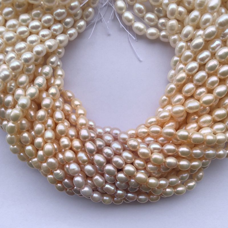 8mm Natural White Yellow Pink Freshwater Pearl Stone Rice Shape Beads
