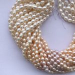 8mm Natural White Yellow Pink Freshwater Pearl Stone Rice Shape Beads