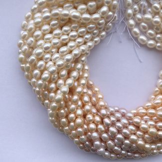 8mm Natural White Yellow Pink Freshwater Pearl Stone Rice Shape Beads