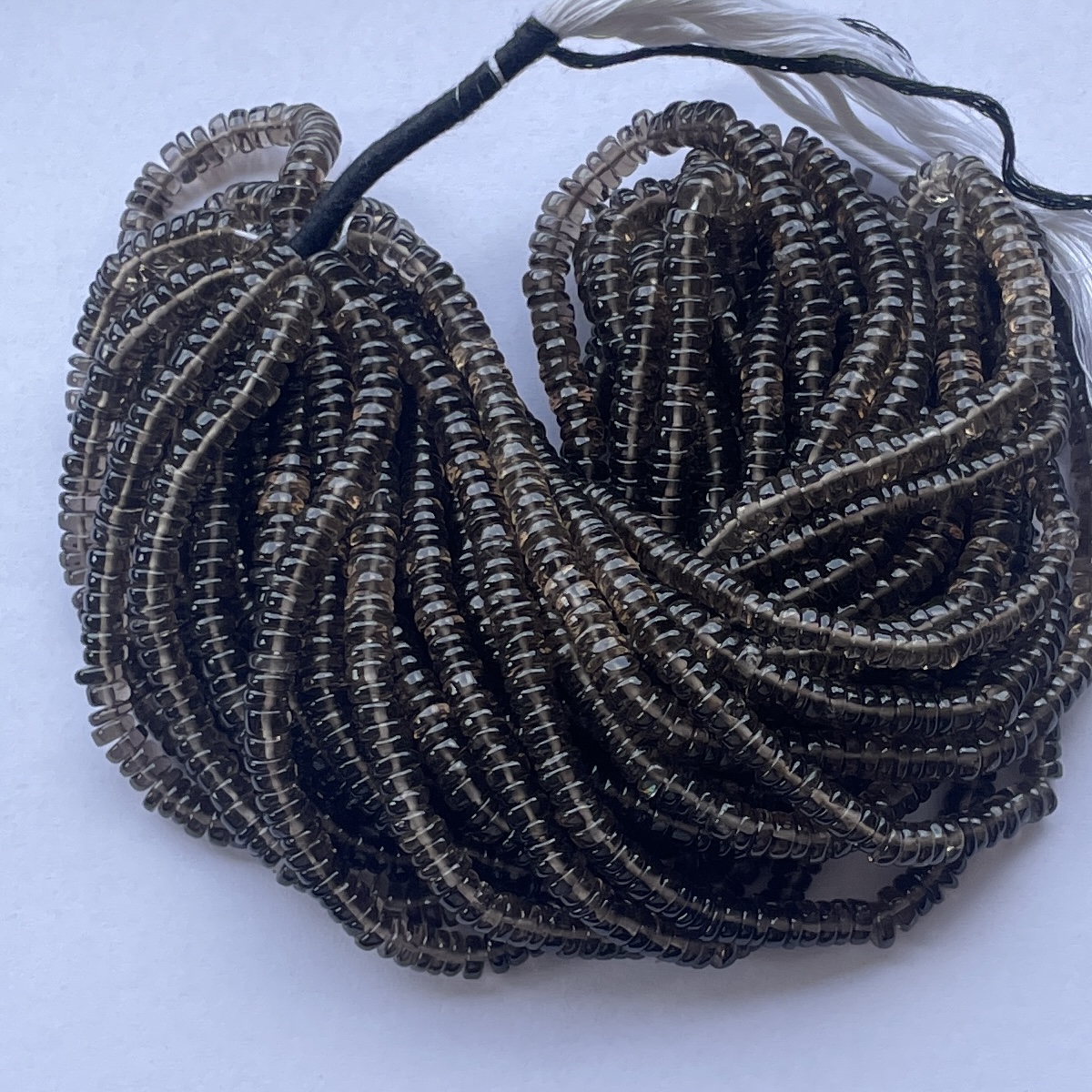 5mm Natural Smoky Quartz Stone Smooth Heishi Beads