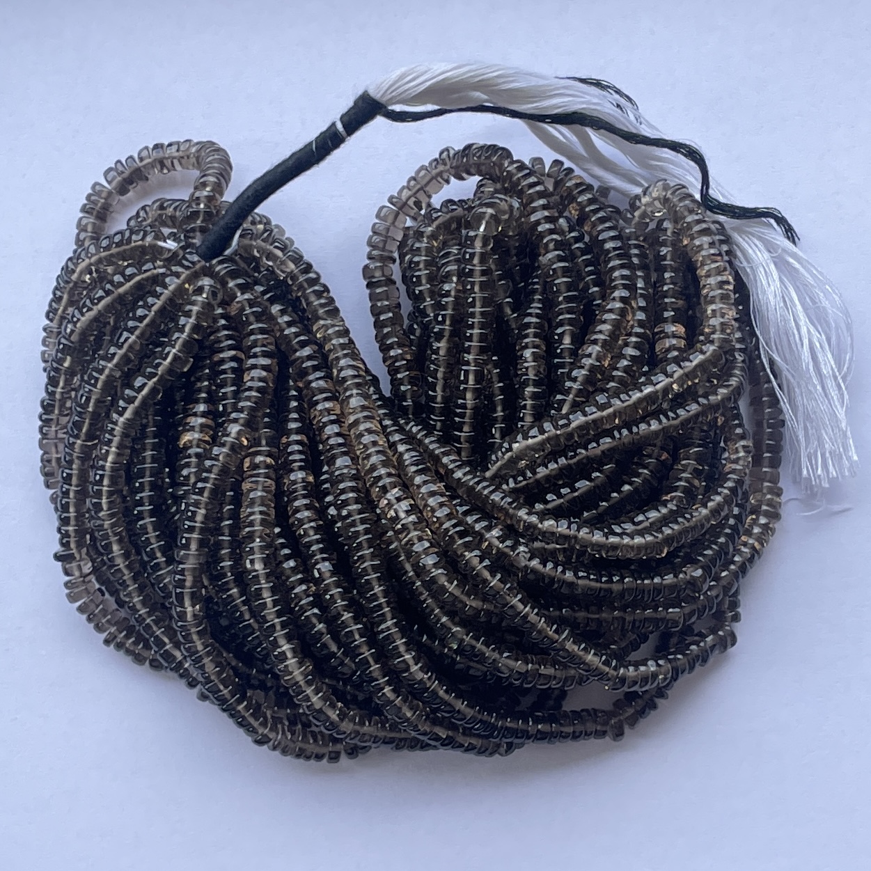 5mm Natural Smoky Quartz Stone Smooth Heishi Beads