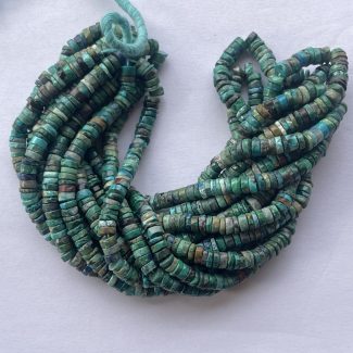 5mm Natural Chrysocolla Smooth Heishi Tyre Gemstone Beads