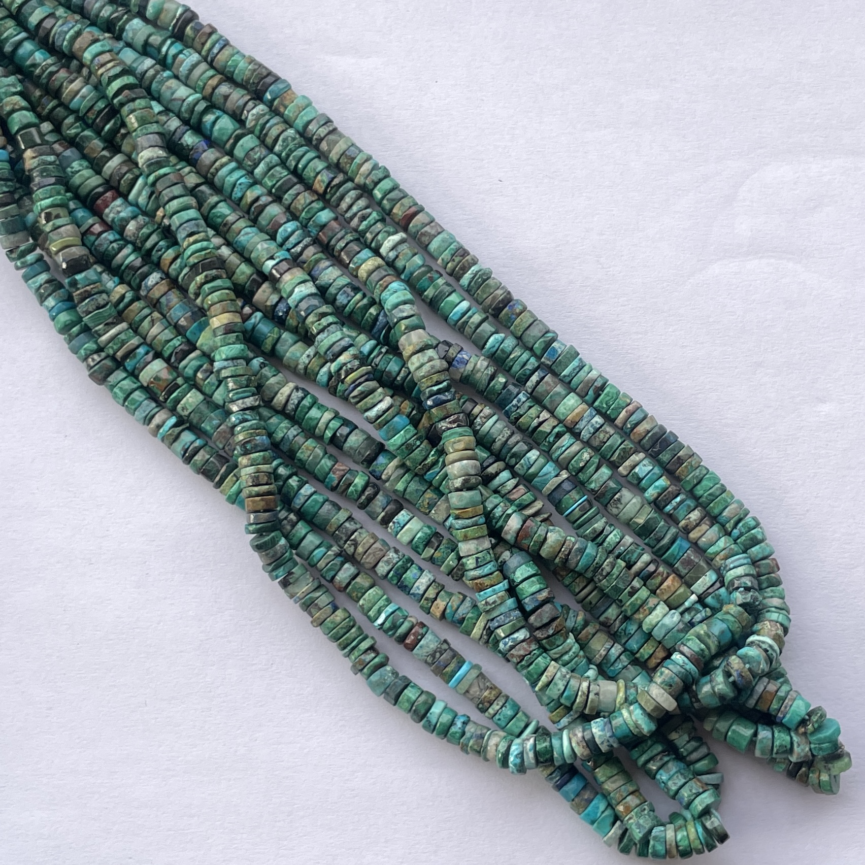 5mm Natural Chrysocolla Smooth Heishi Tyre Gemstone Beads