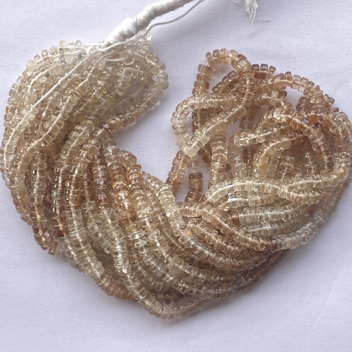 5mm Natural Brown Imperial Topaz Smooth Heishi Tyre Gemstone Beads