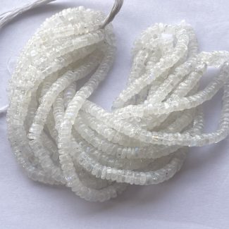 5mm Natural Rainbow Moonstone Smooth Heishi Tyre Gemstone Beads