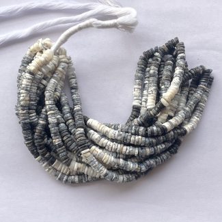 5mm Natural Dendrite Opal Smooth Heishi Tyre Gemstone Beads