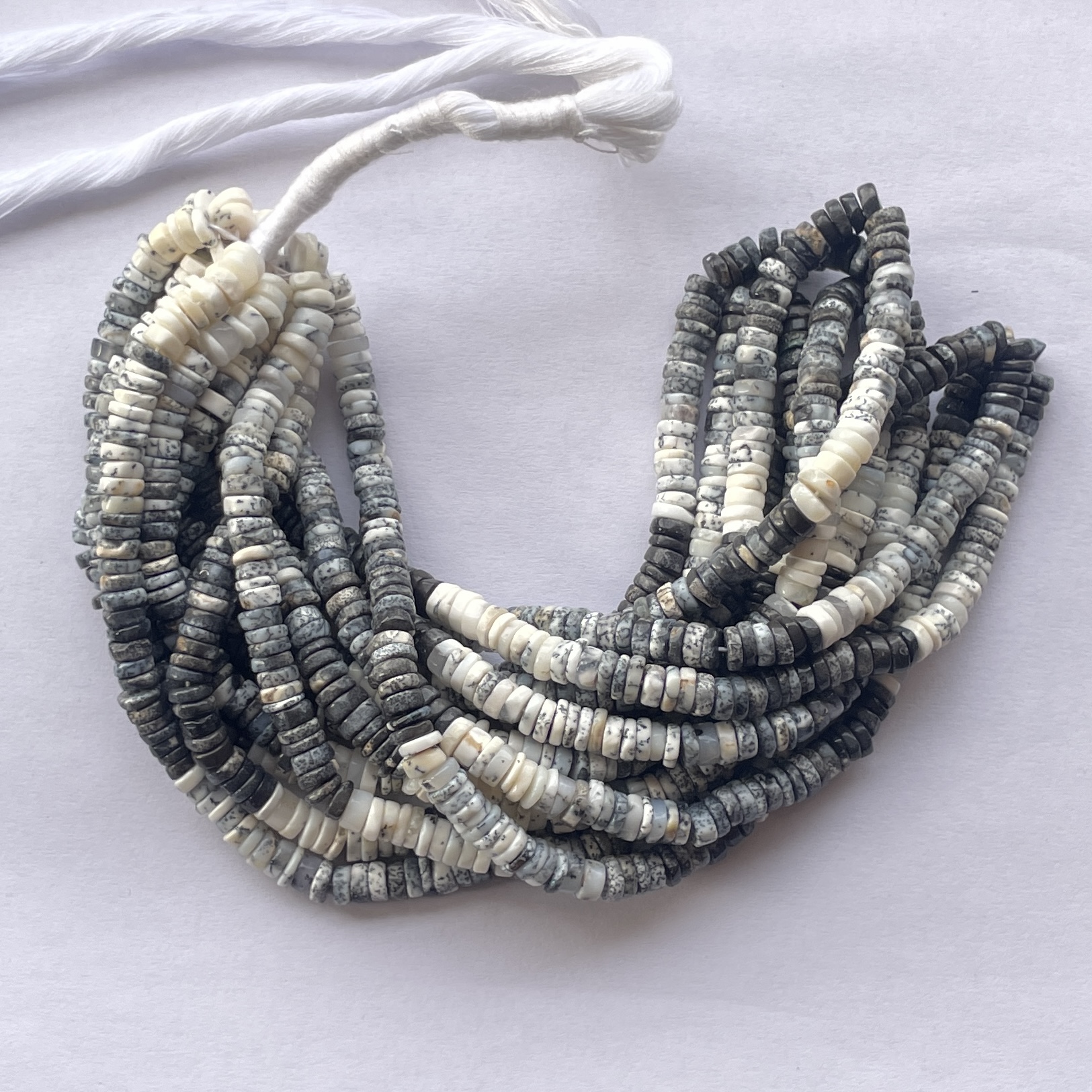 5mm Natural Dendrite Opal Smooth Heishi Tyre Gemstone Beads