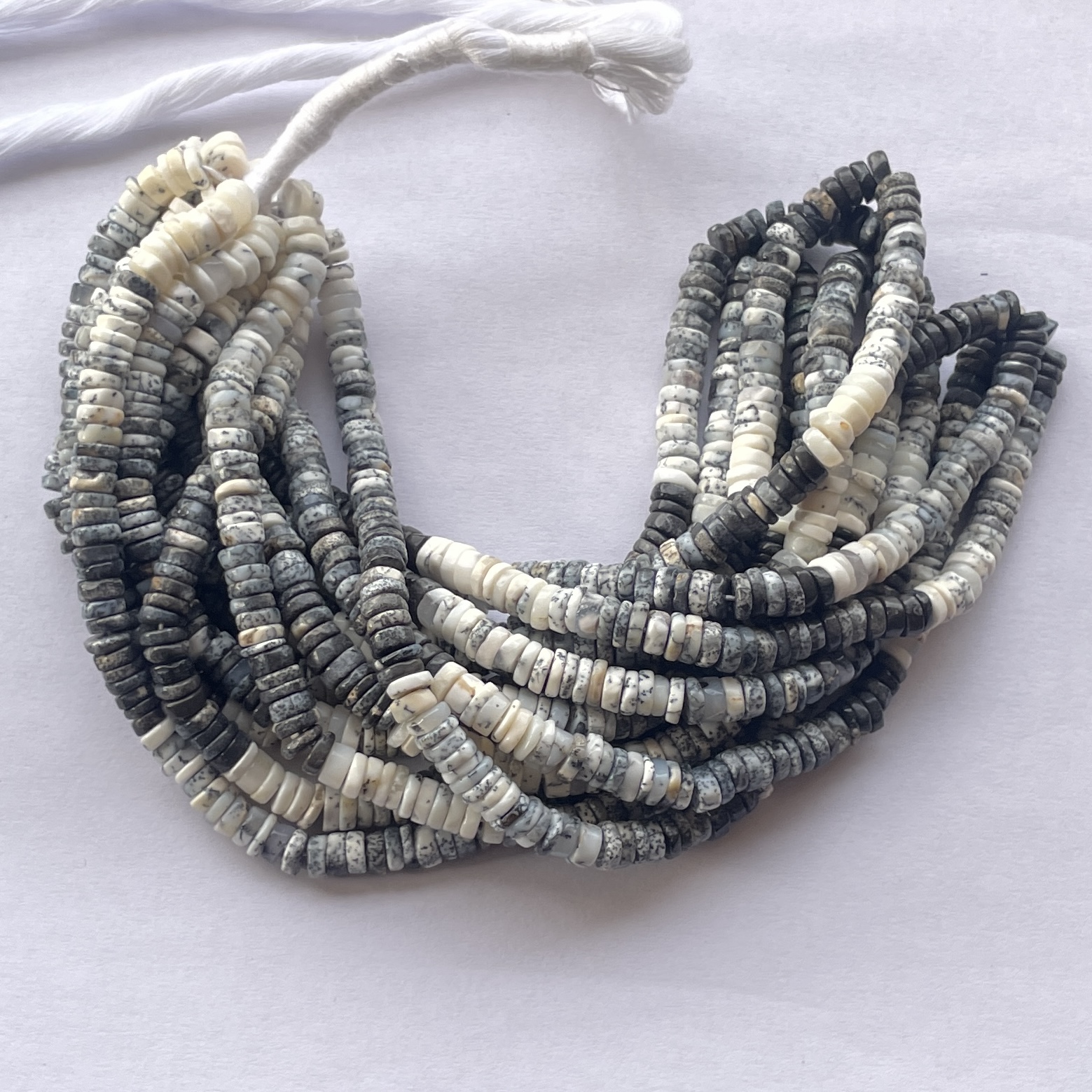 5mm Natural Dendrite Opal Smooth Heishi Tyre Gemstone Beads