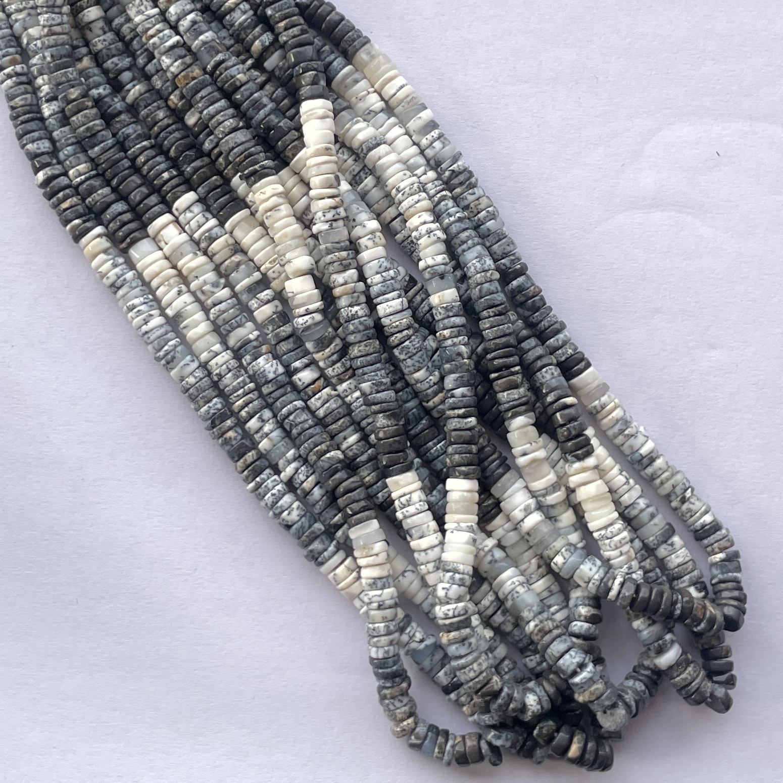 5mm Natural Dendrite Opal Smooth Heishi Tyre Gemstone Beads