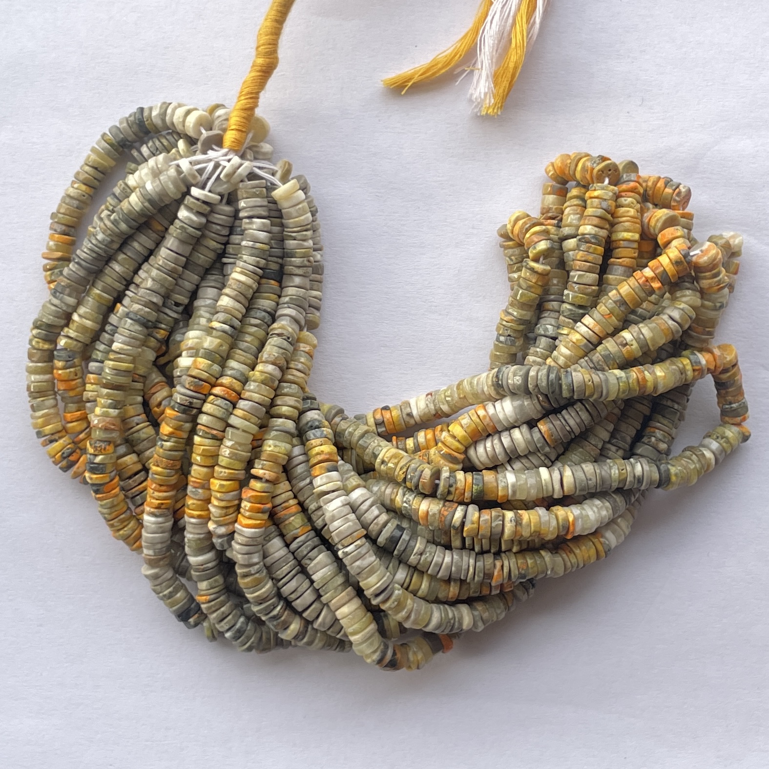 5mm Natural Bumble Bee Jasper Smooth Heishi Tyre Gemstone Beads