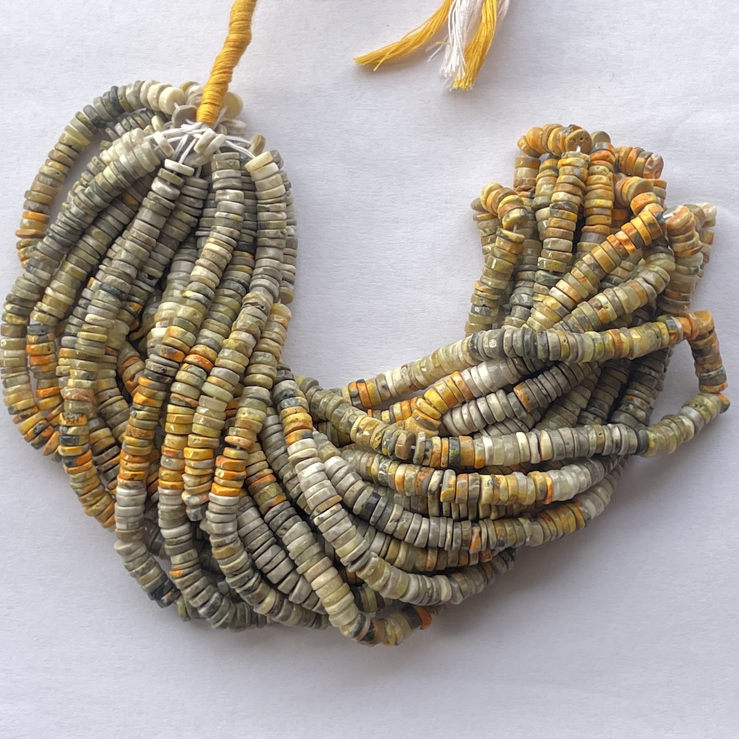 5mm Natural Bumble Bee Jasper Smooth Heishi Tyre Gemstone Beads