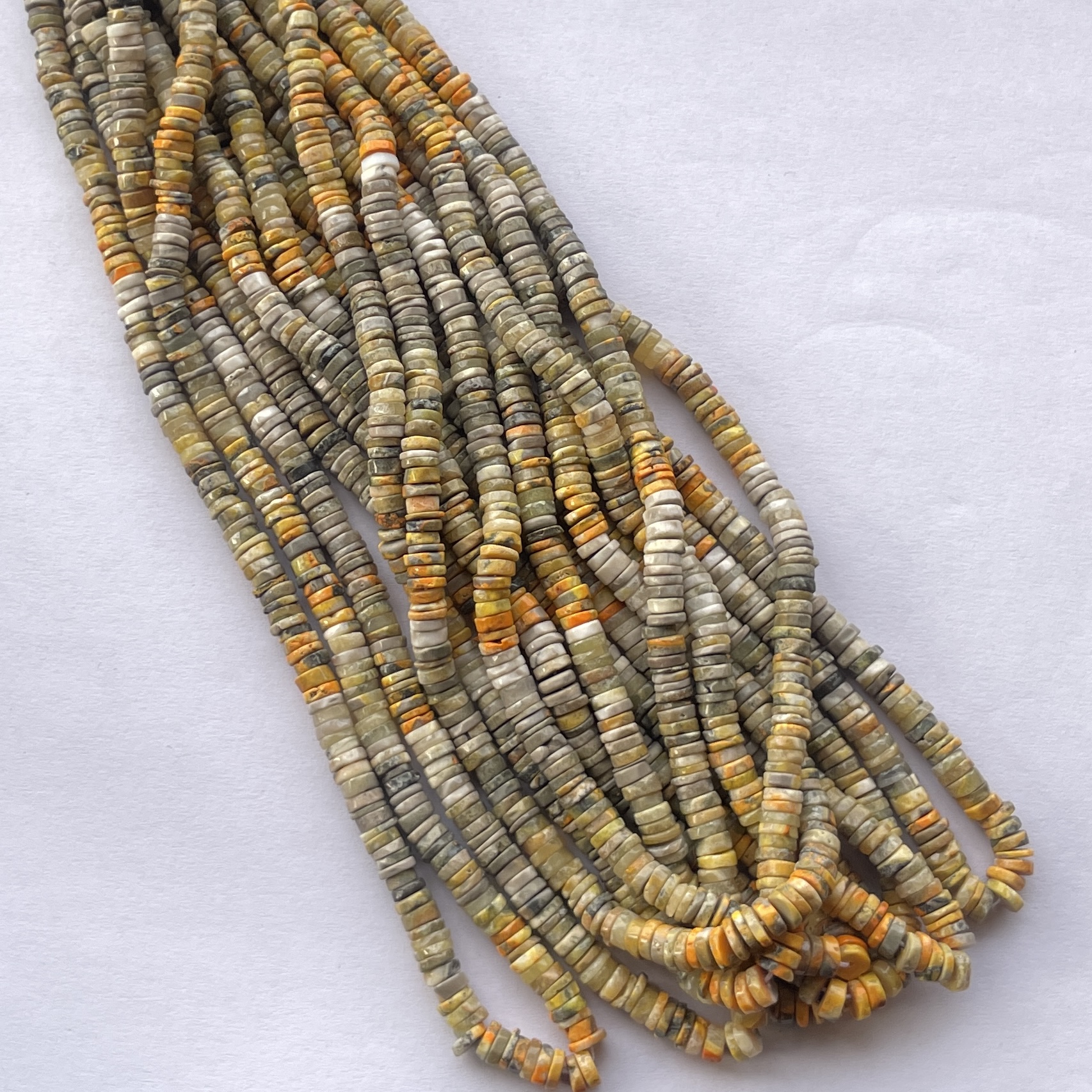 5mm Natural Bumble Bee Jasper Smooth Heishi Tyre Gemstone Beads