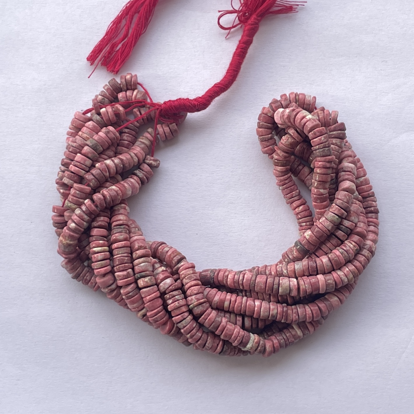 5mm Natural Thulite Smooth Heishi Tyre Gemstone Beads