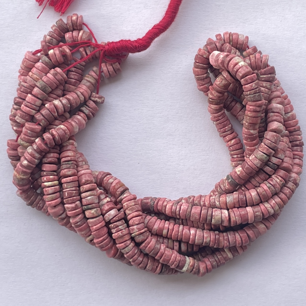 5mm Natural Thulite Smooth Heishi Tyre Gemstone Beads