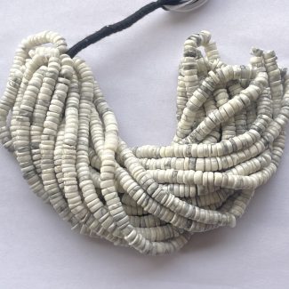 5mm Natural White Howlite Smooth Heishi Tyre Gemstone Beads