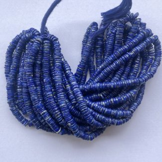 5mm Natural Lapis Lazuli Smooth Heishi Tyre Gemstone Beads