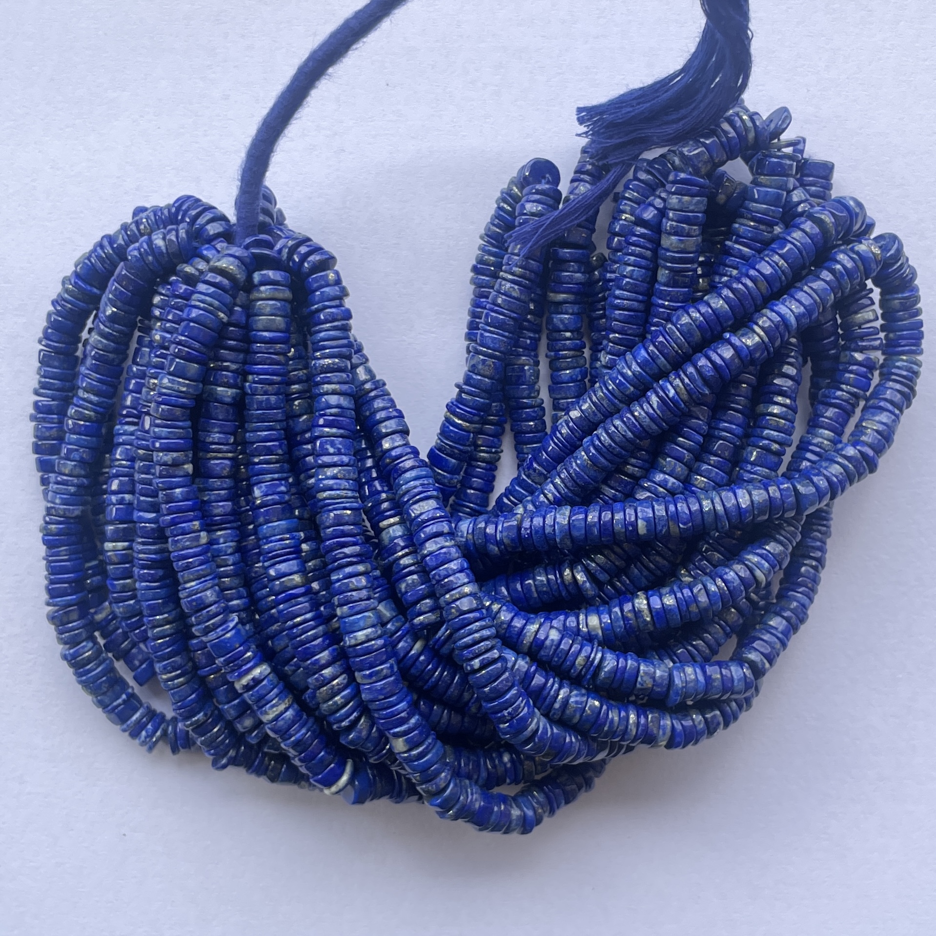 Natural Lapis Lazuli Smooth Heishi Tyre Gemstone Beads