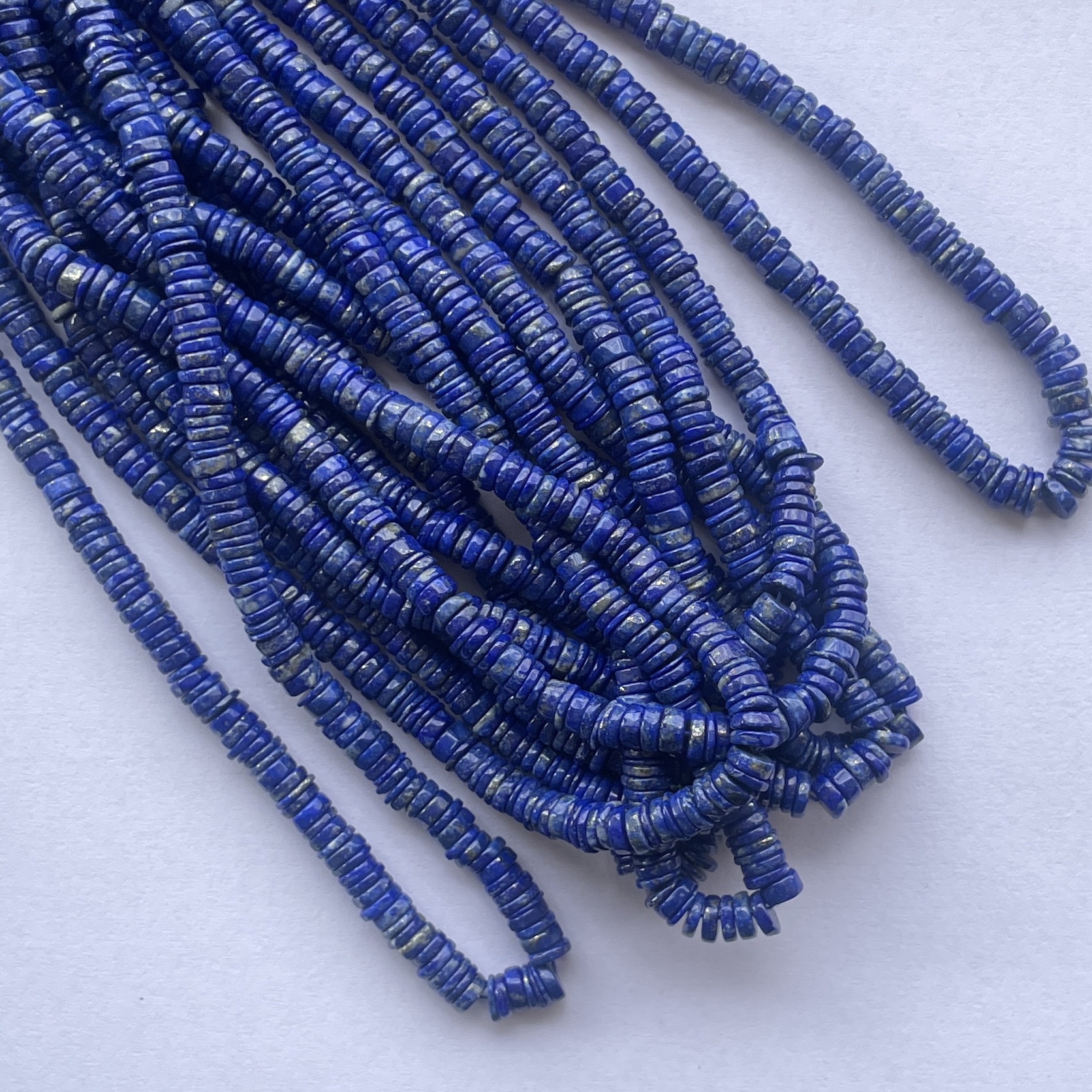 Natural Lapis Lazuli Smooth Heishi Tyre Gemstone Beads