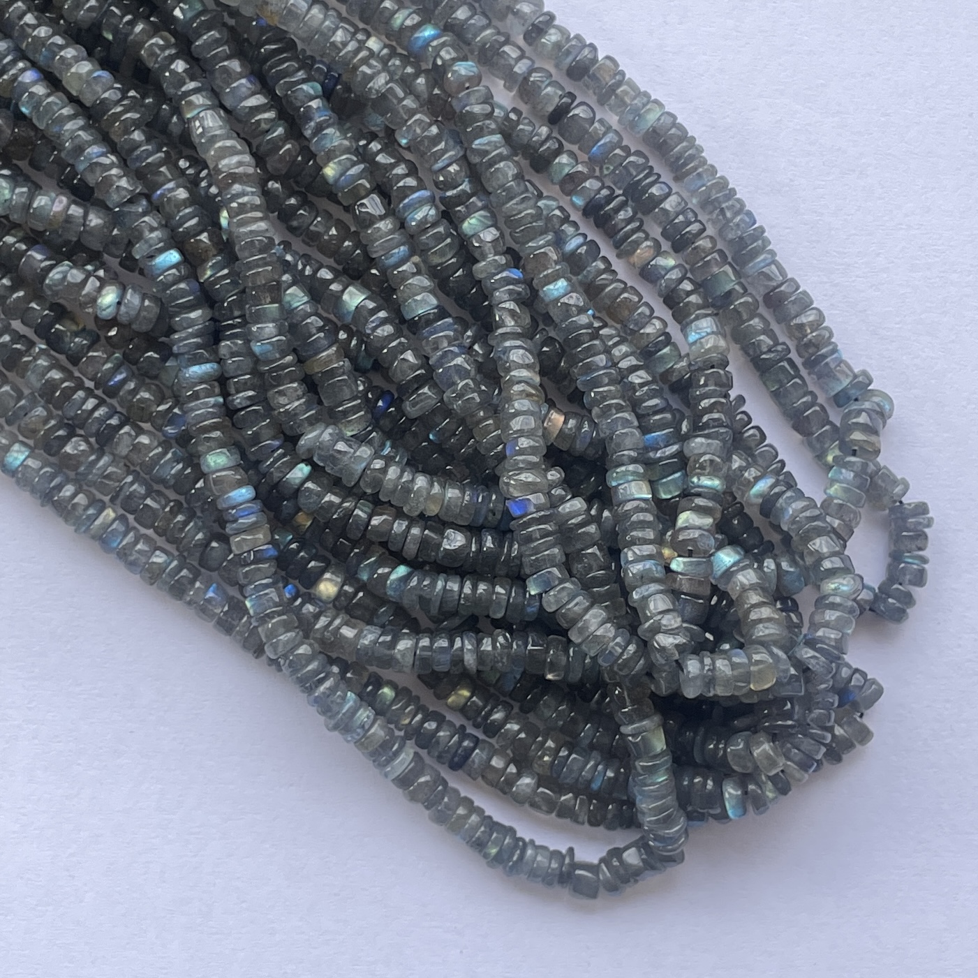5mm Natural Labradorite Smooth Heishi Tyre Gemstone Beads