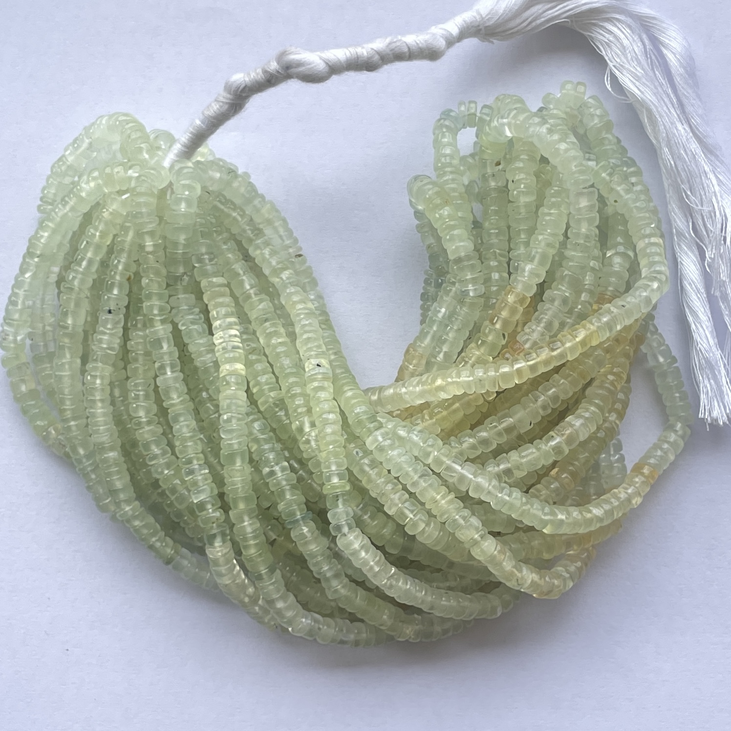 5mm Natural Prehnite Smooth Heishi Tyre Gemstone Beads