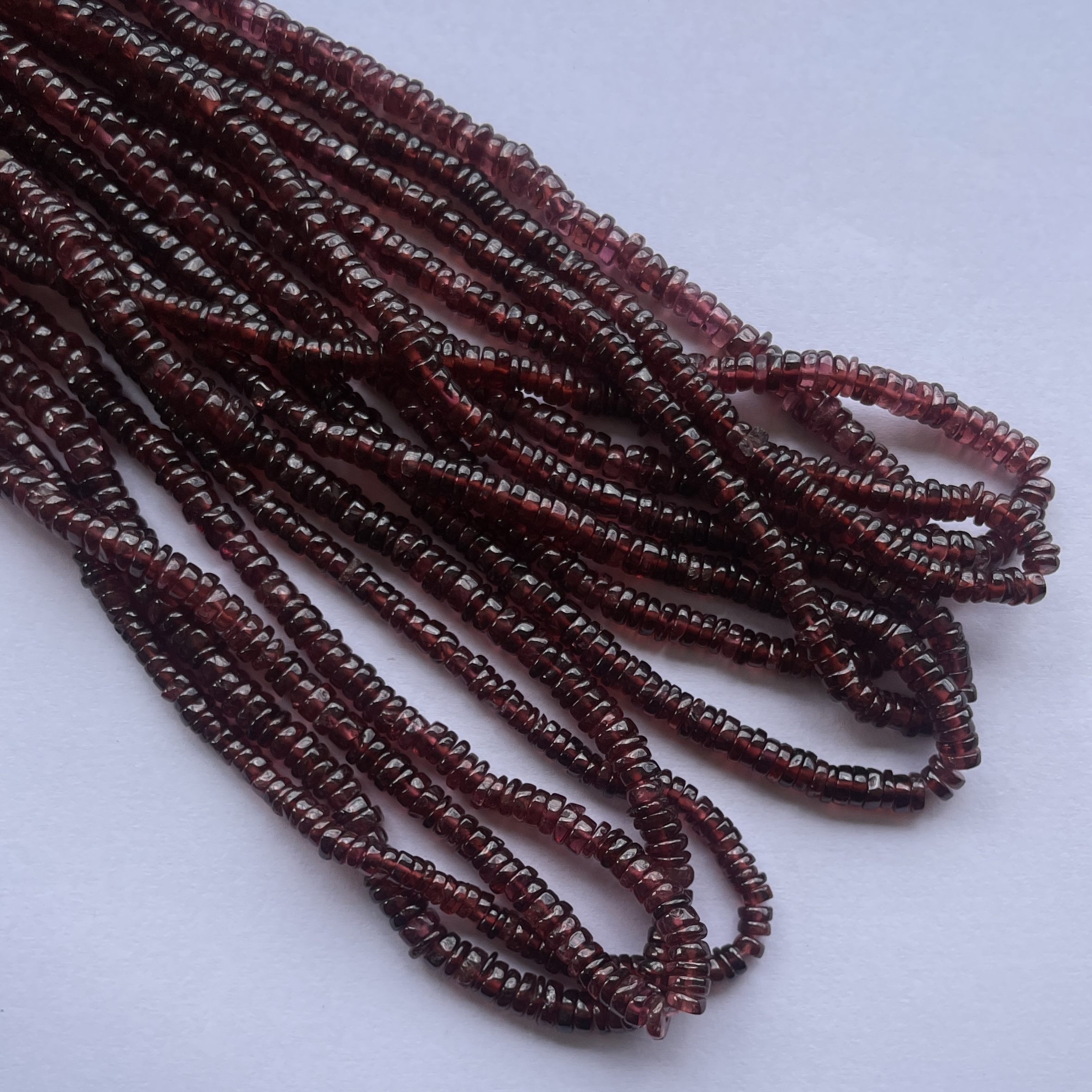 5mm Natural Garnet Smooth Heishi Tyre Gemstone Beads
