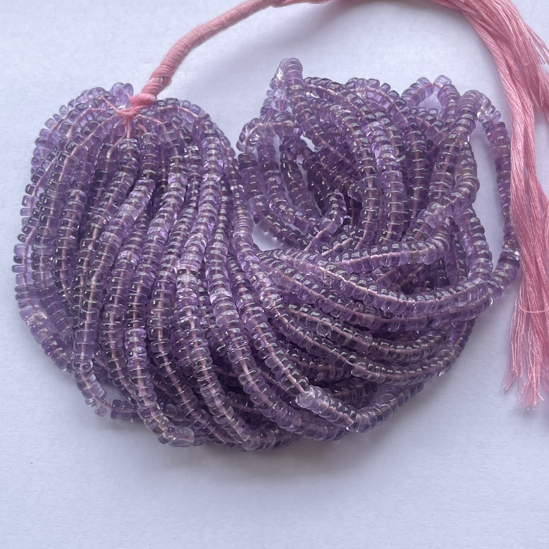 5mm Natural Brazil Amethyst Smooth Heishi Tyre Gemstone Beads