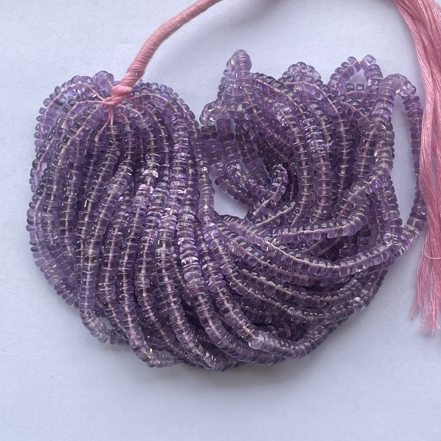 5mm Natural Brazil Amethyst Smooth Heishi Tyre Gemstone Beads