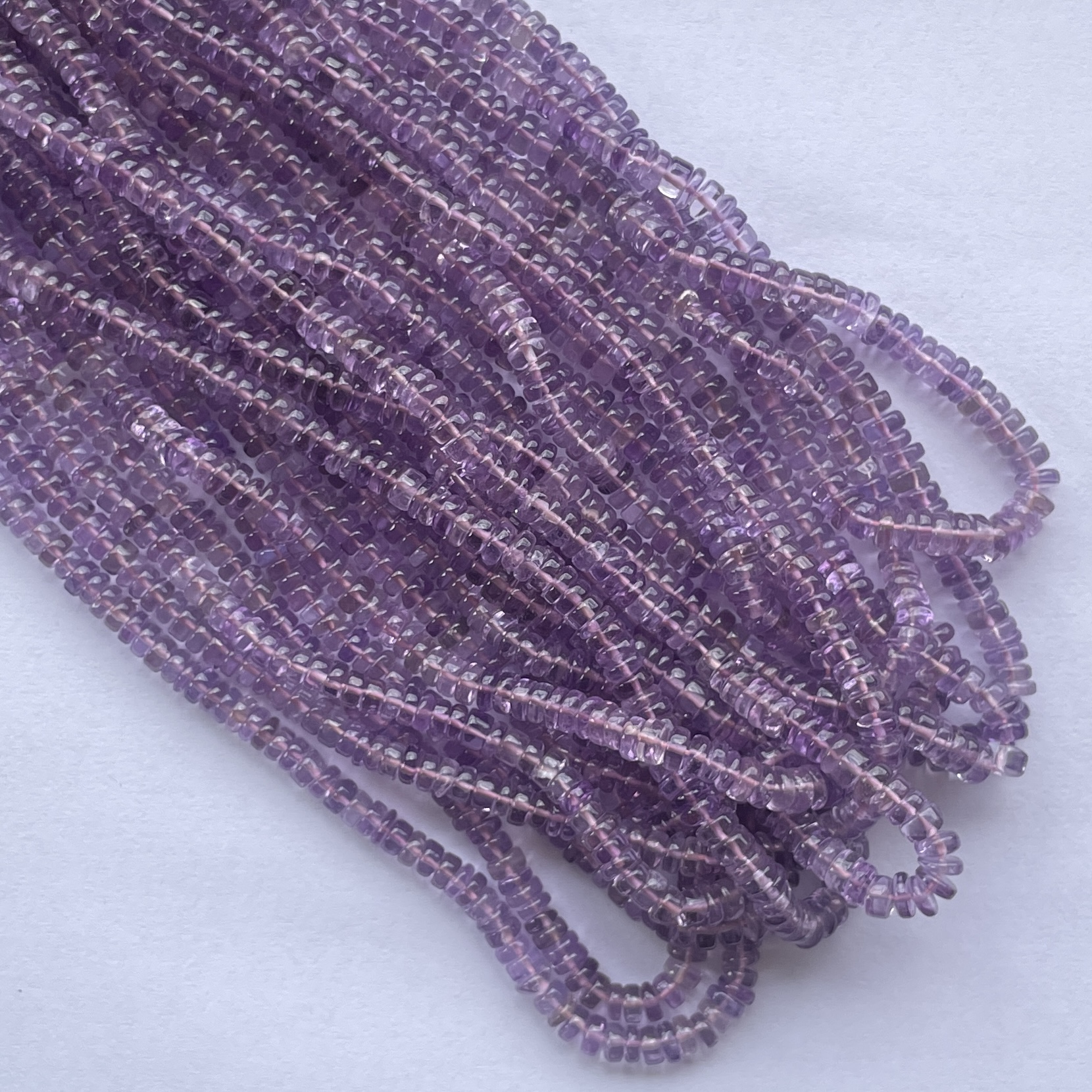 5mm Natural Brazil Amethyst Smooth Heishi Tyre Gemstone Beads