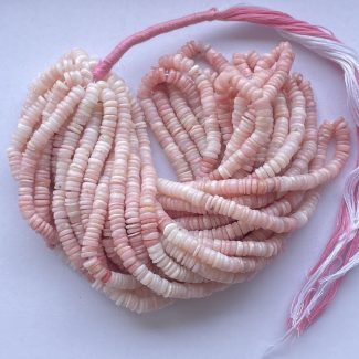 5mm Natural Peruvian Pink Opal Stone Smooth Heishi Beads