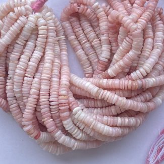 5mm Natural Peruvian Pink Opal Stone Smooth Heishi Beads