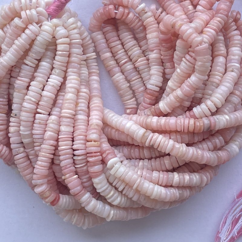 5mm Natural Peruvian Pink Opal Stone Smooth Heishi Beads