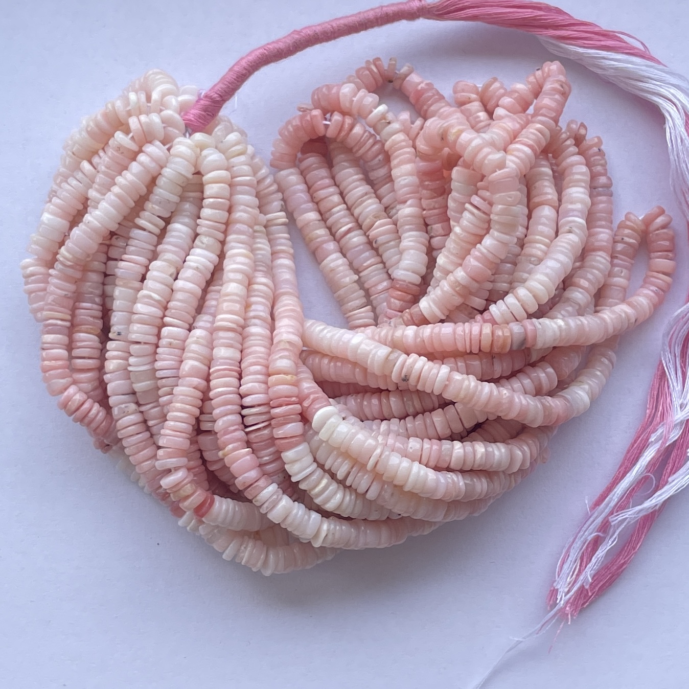 5mm Natural Peruvian Pink Opal Stone Smooth Heishi Beads