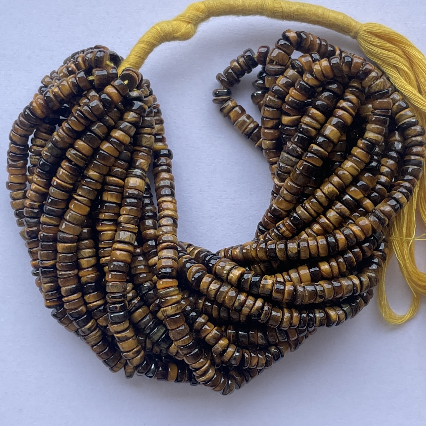 5mm Natural Tiger Eye Stone Smooth Heishi Beads