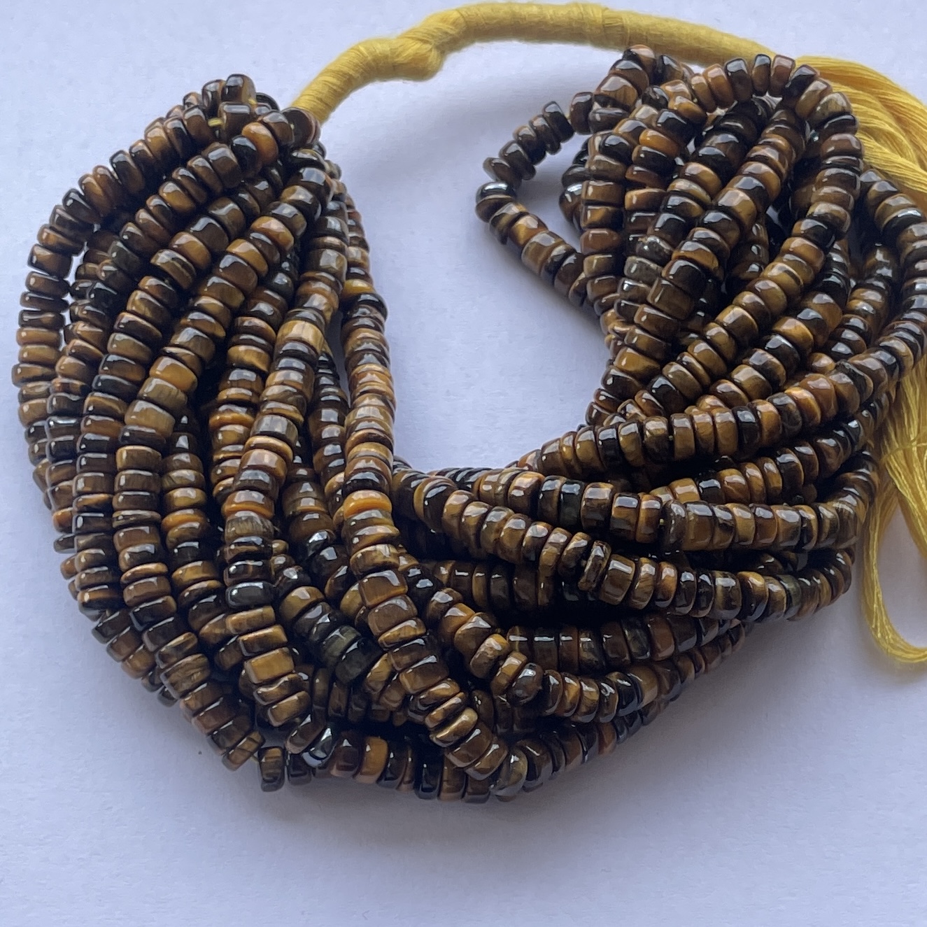 5mm Natural Tiger Eye Stone Smooth Heishi Beads